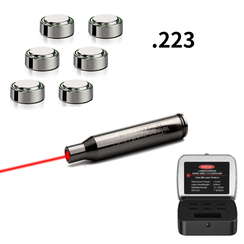 223 9mm Laser Bore Sight 223/308/45ACP/30-30/30-06/7.62x39 Red Laser Boresighter Collimator