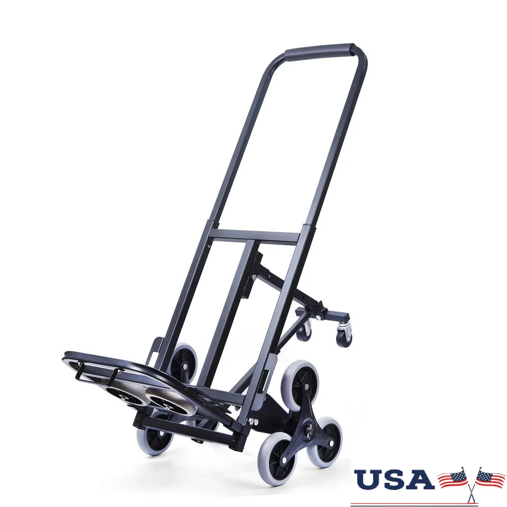 330lb Capacity Stair Climbing Cart Portable Folding Hand Truck All Terrain with 8 Wheels Heavy Duty Carbon Steel Construction