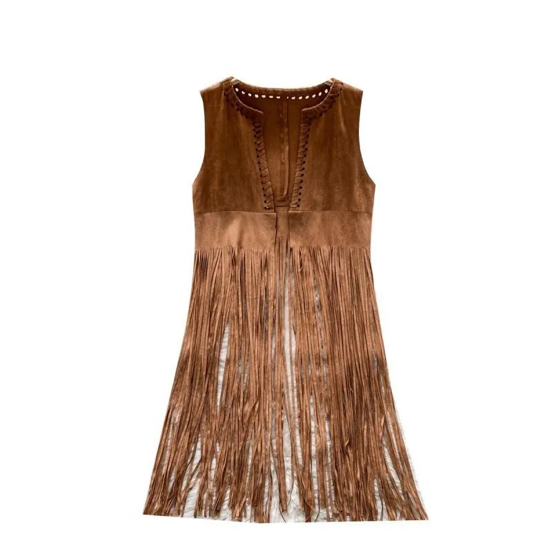 

Женский кардиган в этническом стиле ретро, осенний жилет с шнуровкой, уникальный топ без рукавов, модная женская одежда