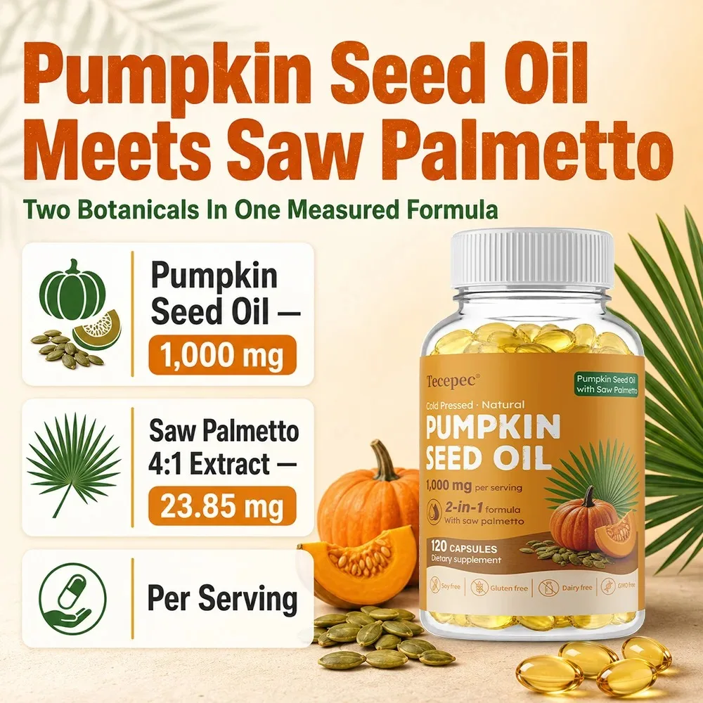 Saw Palmetto - with Pumpkin Seed Oil, Reduce Urinary Frequency and Hair Loss, Help Promote Prostate Health, Regulate Hormonal