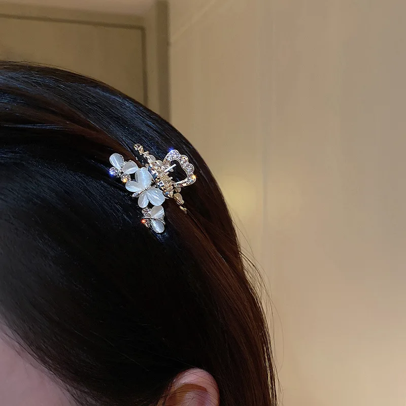 New Luxury Girls Hairpins Accessories Metal Alloy Butterfly Opals Crystal Small Crab hair Claw clips WOMAN HAIR CLIP ACCESSORI