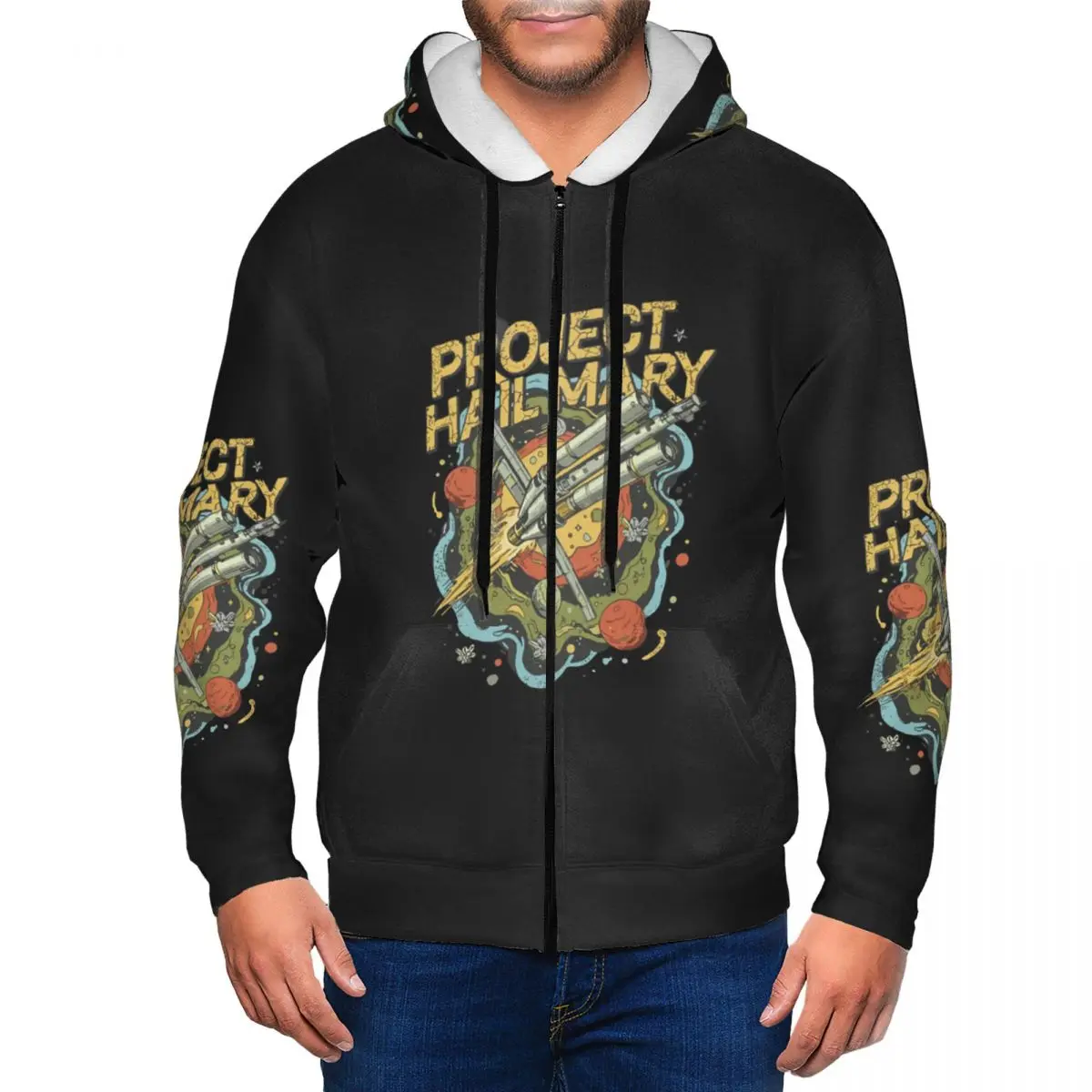 Movie Project Hail Mary Graphic Andy Weir Novel Zipper Hoodie Pullover Autumn Winter Men's Women's Sweatshirts Long Sleeve Tops