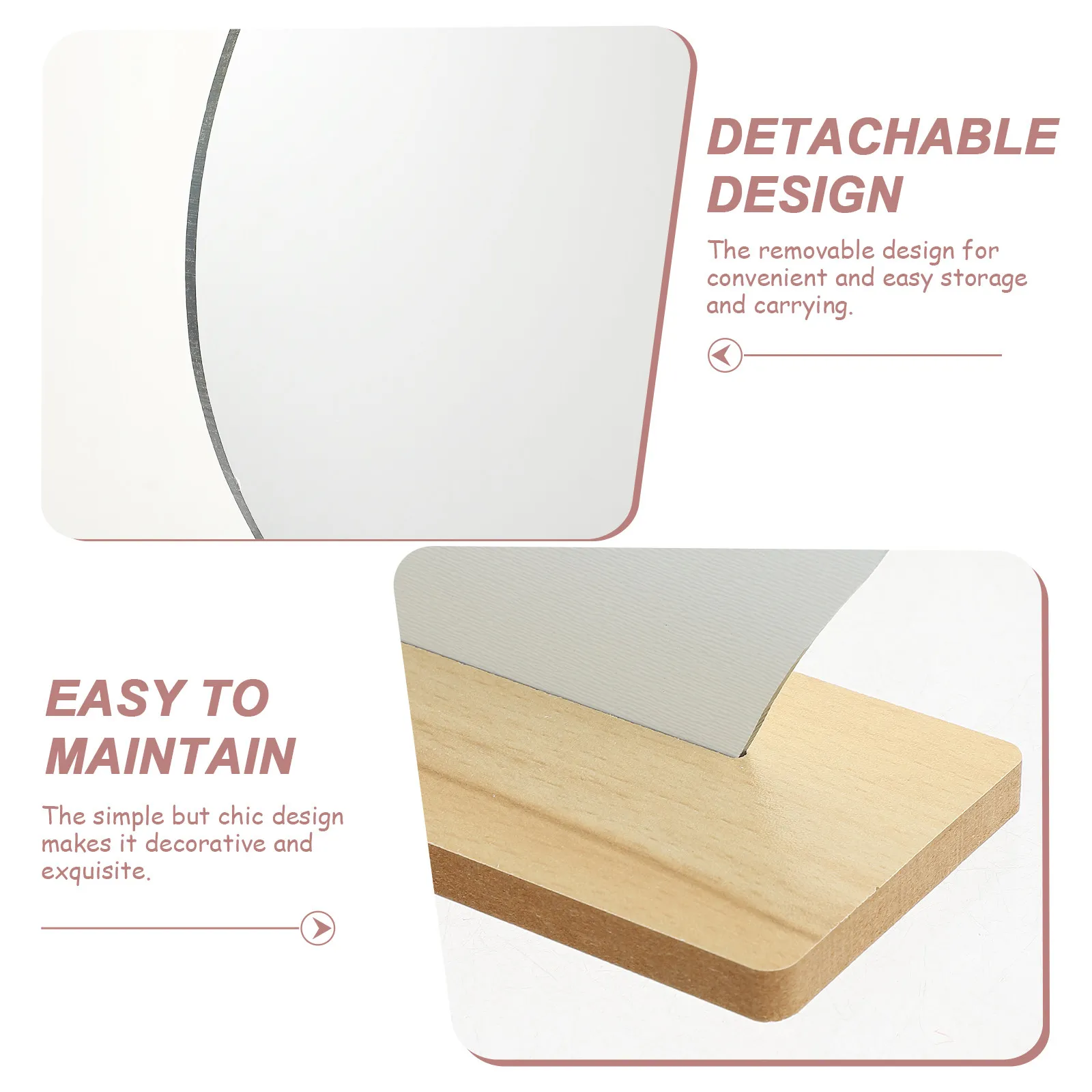 

Flip Desktop Acrylic Makeup Mirror Clear Reflection Frameless Stylish Mirror with Wooden Base Portable for Home Dorm