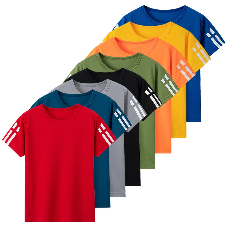 1/4/8 Pieces Summer Youth and Children Candy Color Short Sleeve T-shirt Boys and Girls Casual Fashion Top Class Uniform 120-170