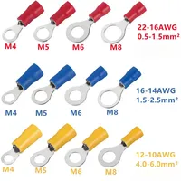 100PCS Ring Crimp Terminal M4/M5/M6/M8 Round Plugs Pre-insulated Ferrules Lugs For Splice Electricals Cable Wire End Connectors