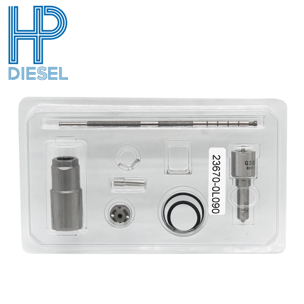 

HP Diesel 6pcs/Lot Fuel Injector Repair Kit 23670-0L090 with Nozzle Control Valve Nozzle Nut Valve Shaft O-Rings Pins