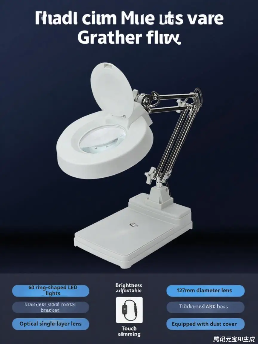 5-10 times Desktop magnifying glass with lamp high-definition maintenance and inspection workbench magnifying glass lamp