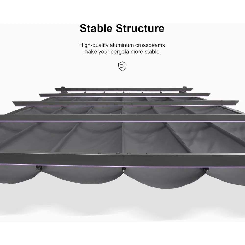 عريشة قابلة للسحب للاستخدام الخارجي مقاس 10 × 12 بوصة مع مظلة شمسية ومظلة فناء معدنية لحديقة الشرفة وجناح الشاطئ والشواية أكشاك Mo #6