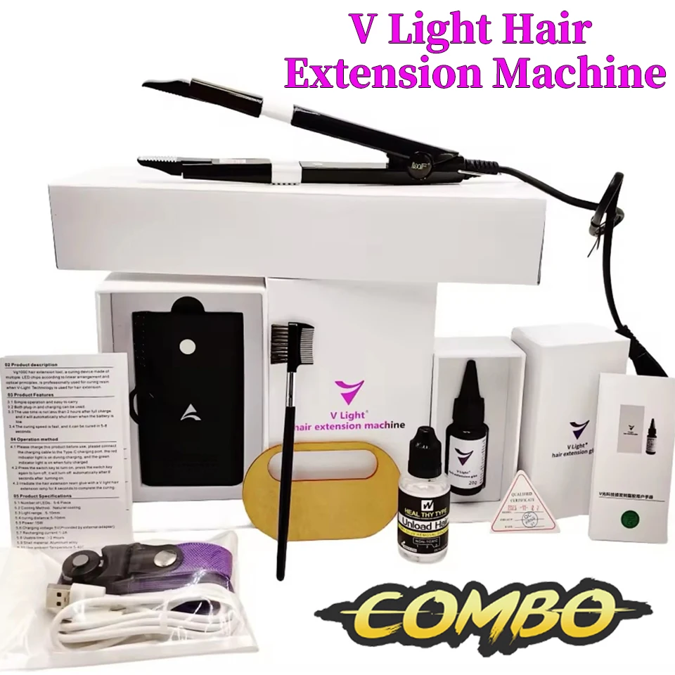 Kit de machine d'extension de cheveux V-Light pour salon, outil de greffage rapide, ruban optimiste et sans lueur