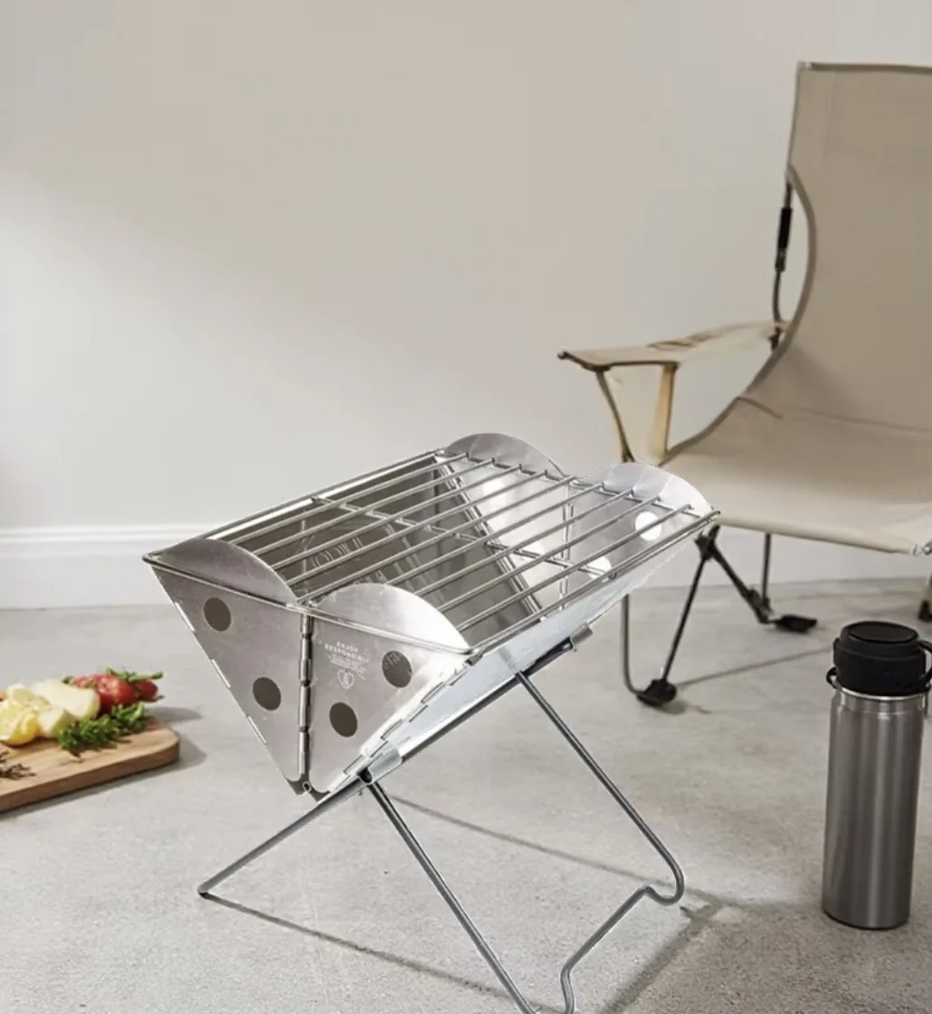 Portable Outdoor Camping Backpack BBQ Grill Fire Pit Flat Design Stainless Steel Easy Transport And Storage for Picnics