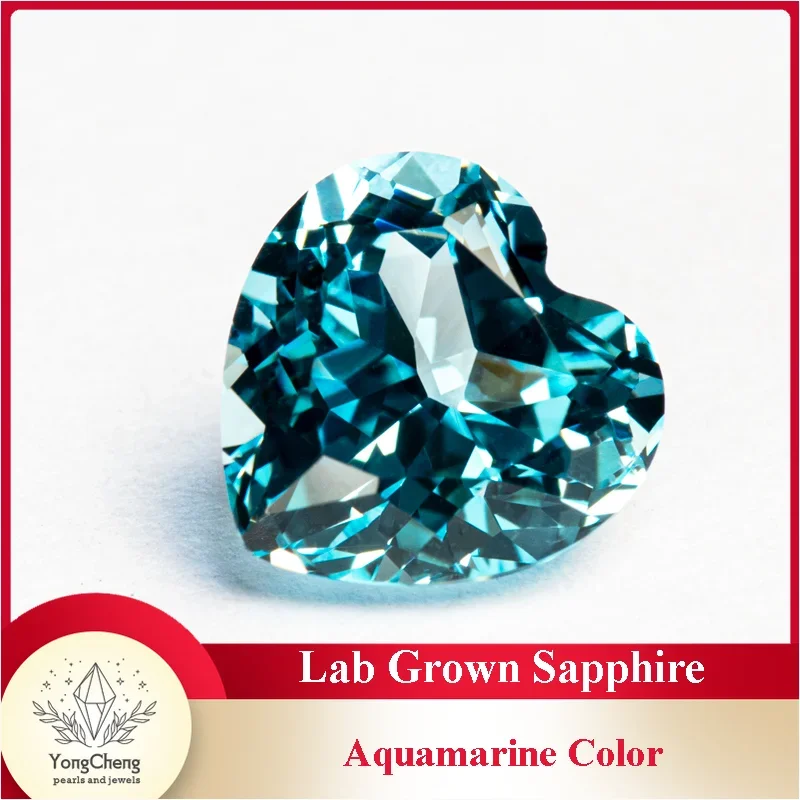 

Lab Grown Sapphire Aquamarine Heart Shape VVS1 Gemstone for Charms Diy Jewelry Making Necklace Ring Selectable AGL Certificate