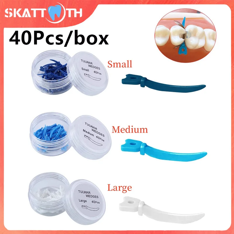 

40Pcs Dental Wedge Tulwar Wedges Disposable Tooth Gap Sectional Matrix Refill Wedge With Hole Plastic Wedges Dentistry Materials