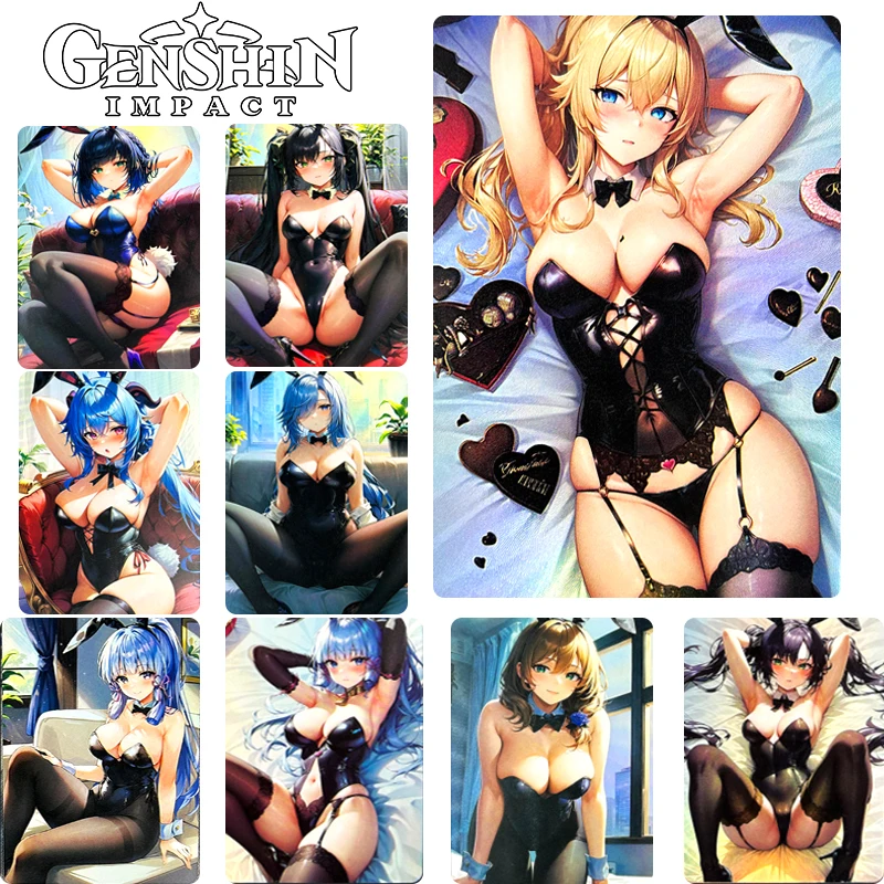 

9Pcs/set Genshin Impact Anime Characters Ganyu DIY Homemade Goddess Flash Card Christmas Birthday Gift Game Toys Collection Card