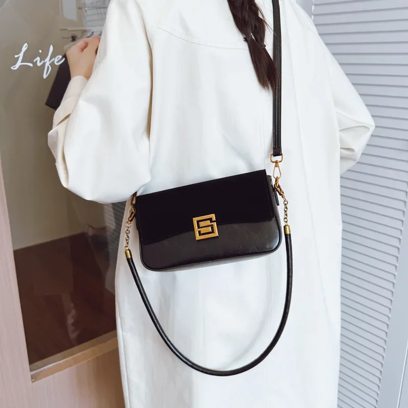 

2025 Hot-Selling! Women’s Retro Splicing Bag - Premium Matte Suede Small Square, Fashion Temperament Messenger Shoulder