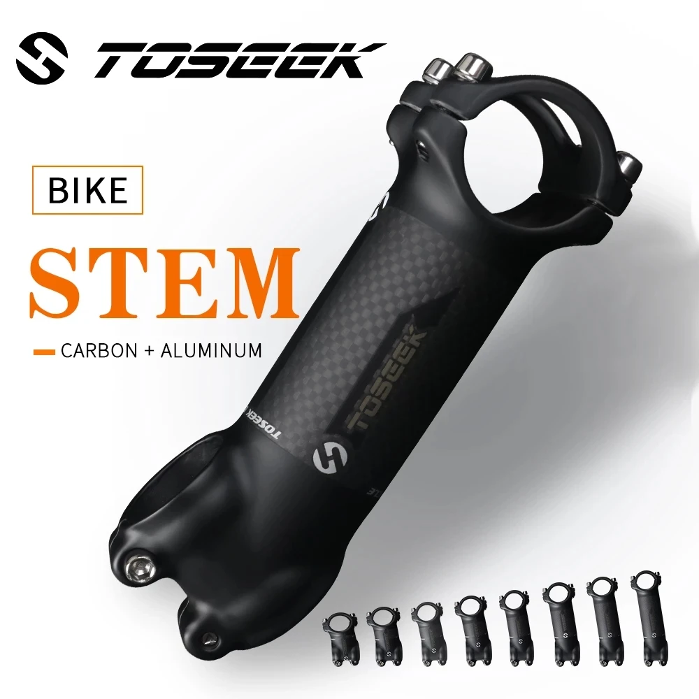 TOSEEK Carbon+Alloy 17/6 Degrees Road MTB mountain Bicycle Stem Rack bike Stem Cycling Parts 31.8 x 50/60/70/80/90/100/110/120mm