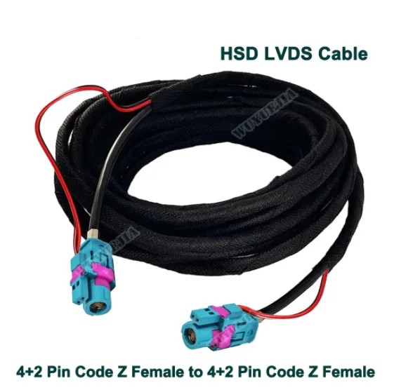 

LVDS Cable 1M with 6Pin Z Code Female to Female HSD Connector 4 +2 Pin 6-Core HSD LVDS