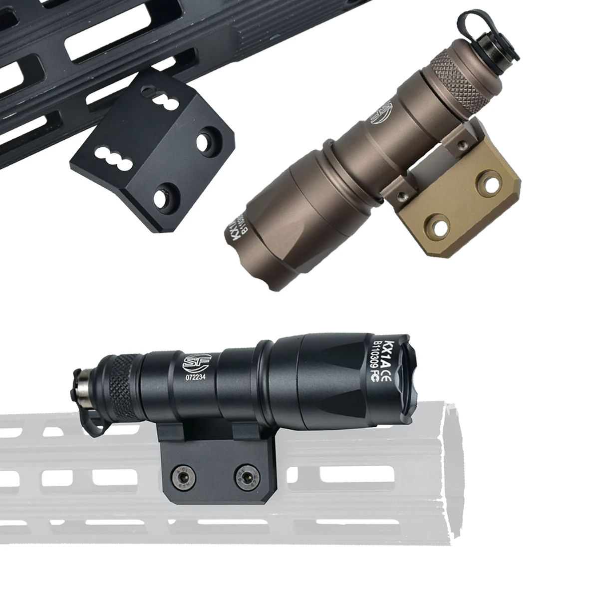 Tactical M300C M300 M600 Weapons Light Rail M/K Offset Mount with Dual Switch Hunting Airsoft Scout Flashlight Accessory