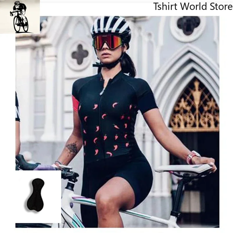 2025 New Shipping Cycling Jersey Suit Short-Sleeved MTB Jumpsuit Ladies Racing Suit Black Jumpsuit Breathable And Quick-Drying