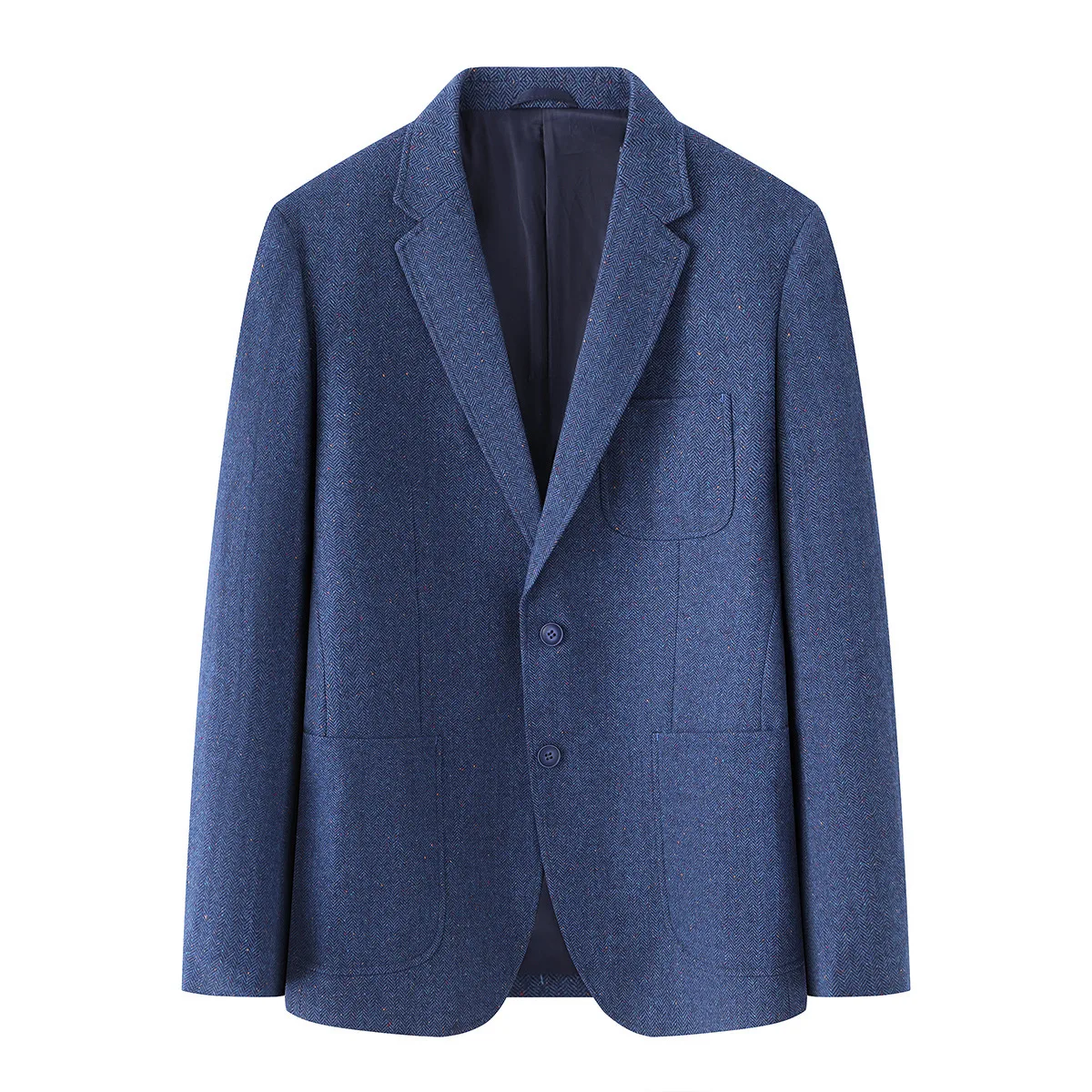 

Spring Men's Casual Woolen Checkered Suit Jacket with Notch Lapel Single Button Business Casual Single-Breasted Spring Jacket