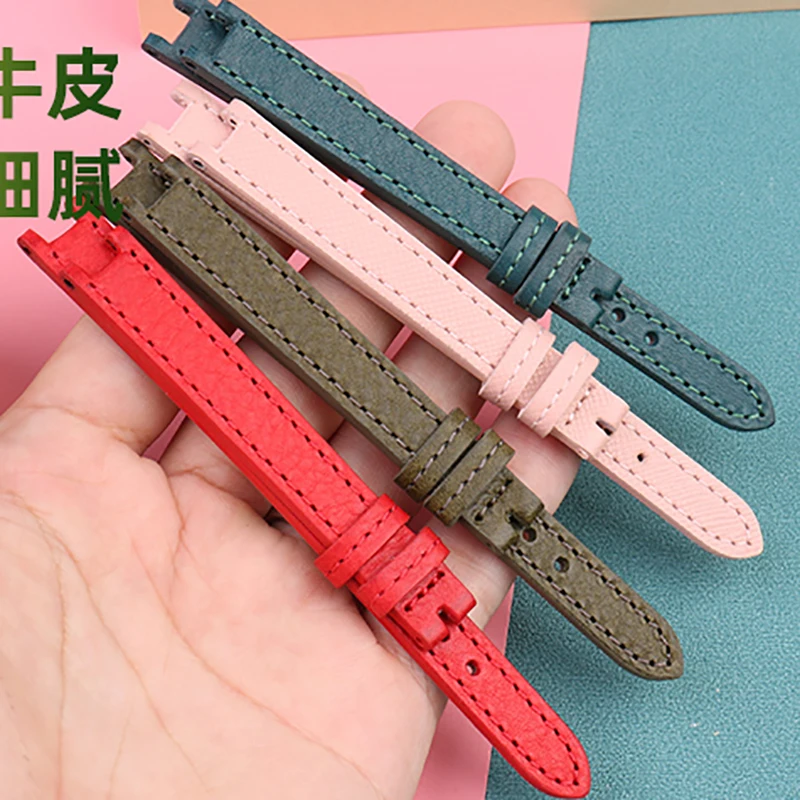 12 مللي متر الشق جلد البقر حزام الساعات ل COA-CH/Ko-ch بارك سلسلة صغيرة الأخضر ساعة 14503534 14503535 خمر حزام سوار