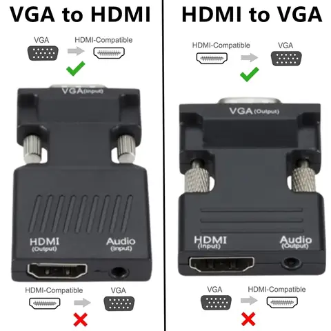 HDMI to VGA Converter Adapter With Audio Cable HD 1080P VGA to HDMI-compatible Adapter Converter For PC Laptop to HDTV Projector