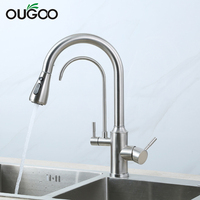 OG Filter Kitchen Faucet Brushed Nickel Brass Kitchen Faucet With Pure Water Pull Out Style Kitchen Faucet Rotatble Hot Cold