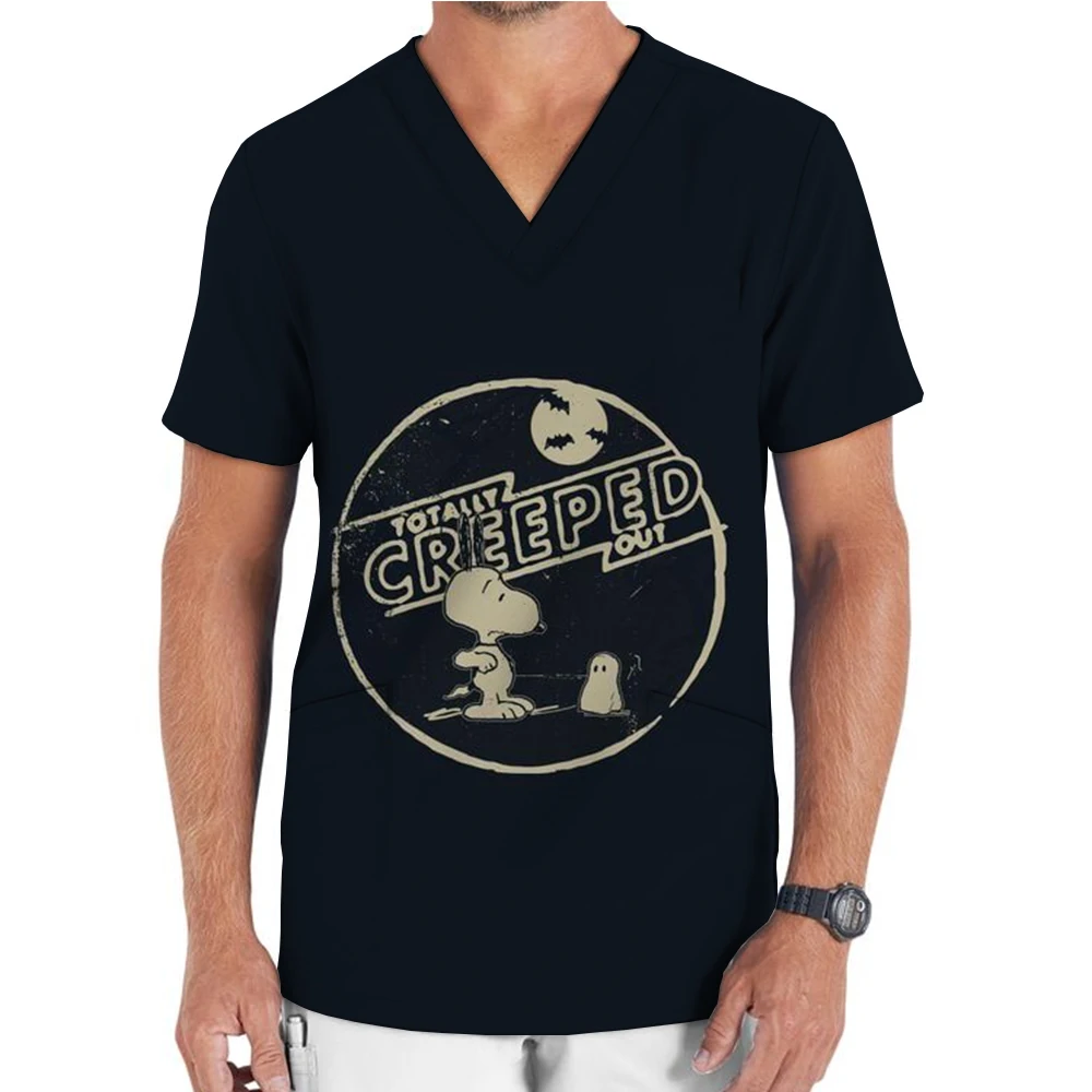 الرجال الكرتون فرك التمريض موحدة ، V الرقبة تي شيرت ، ممرضة موحدة ، طباعة الكرتون ، جيب ، الملابس الطبية #5