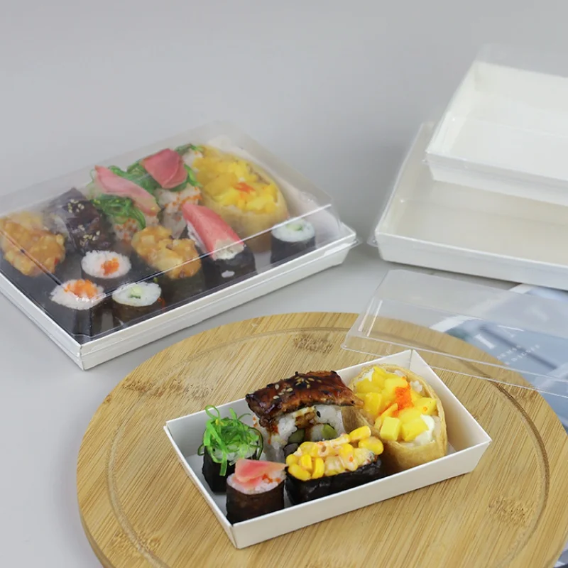 Disesuaikan produk dapat didaur ulang restoran Sushi Takeout Togo kotak kertas wadah makanan ringan dengan tutup