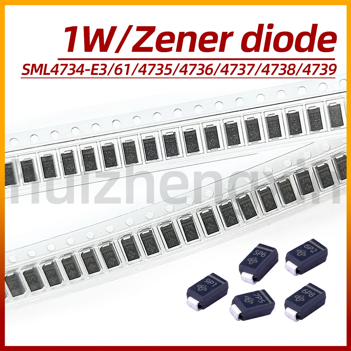 20PCS SML4734-E3/61/4735/4736/4737/4738/4739 5P6 6P2 6P8 7P5 8P2 9P1 1W 5.6/6.2/6.8/7.5/8.2/9.1V SMA Surface Mount Zener Diodes