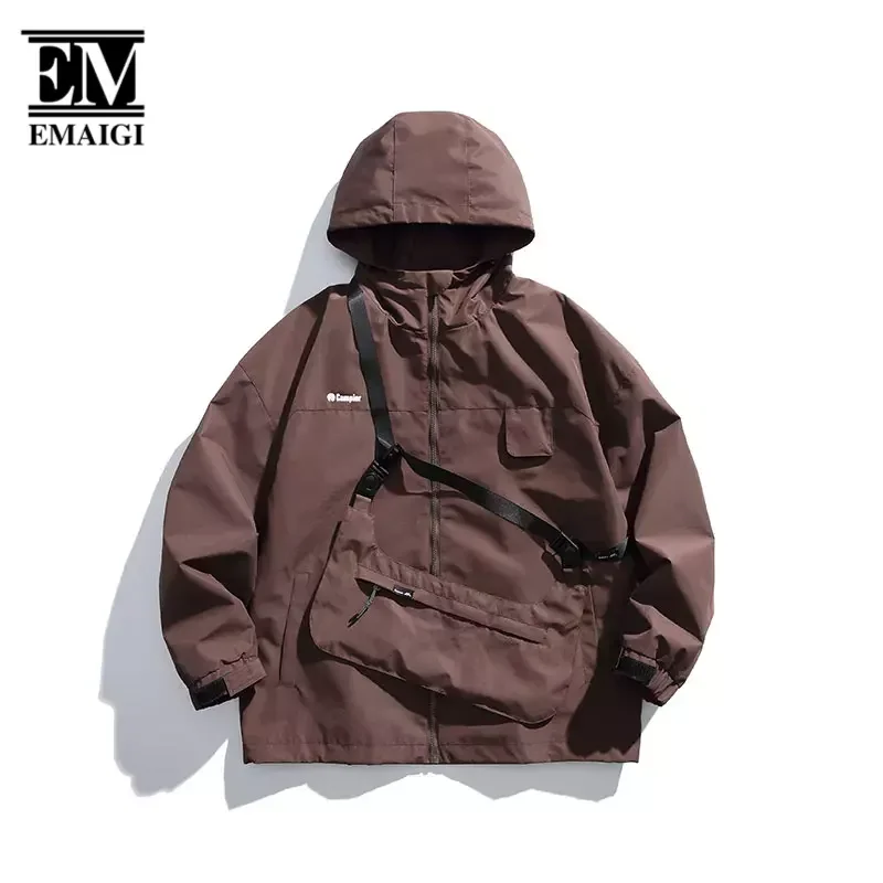 

Detachable Bag Jacket Men Women Loose Casual Outdoor Sport Hooded Jacket Cityboy Camping Cargo Hood Coat Unisex Outerwear