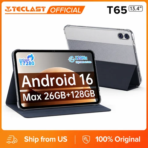 Teclast T65 Tablet 13.4" 2K 120Hz Android 16 Tablets Unisoc T7280 Octa Core Max 26GB RAM 128GB ROM 8000mAh 4G LTE