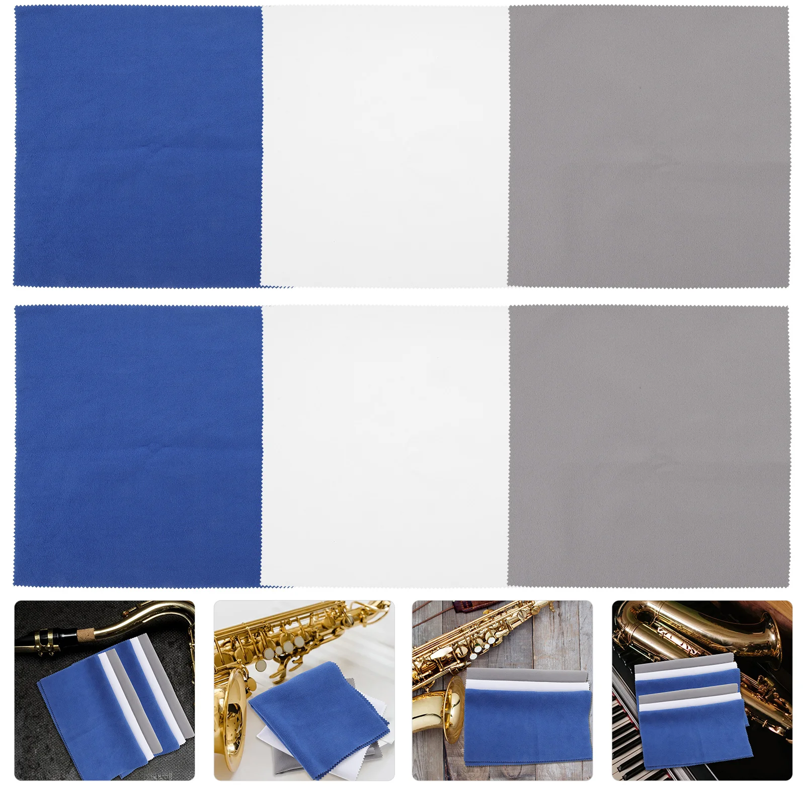 6 Pcs Saxophone Cleaning Cloth Microfiber Dusting Polishing Cloths for Jewelry Flute