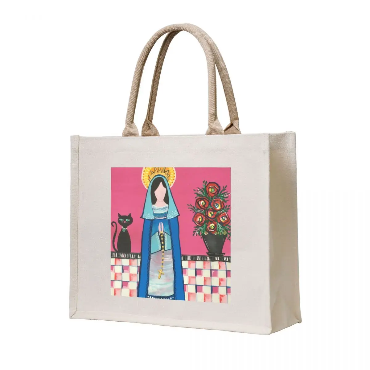 

Madonna in the kitchen with her cat Tote Bag Shopper bag luxury women Women bags