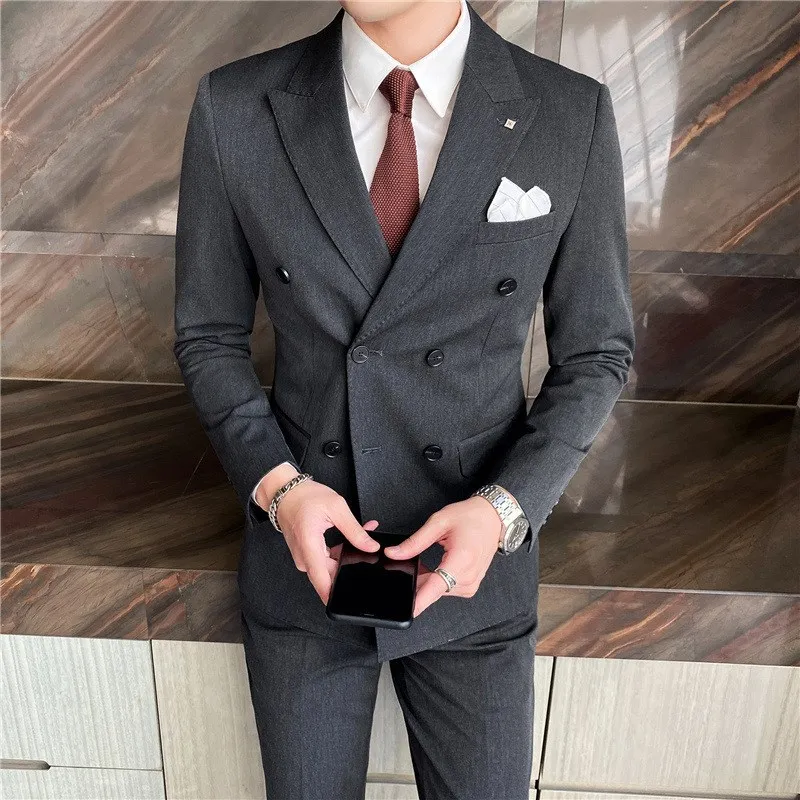 

Men's Tee-Piece Suit Set Korean Sle Slim Fit Wedding omsmen Formal Wear New om Marriage Ceremony Clothes