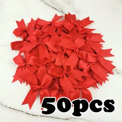 (50pcs) 1 inch red ribbon bows Polyester Satin Bow Flower DIY Craft Decoration