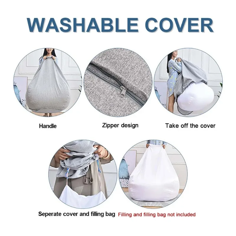 NEW Large Small Lazy Sofas Cover Chairs without Filler Linen Cloth Lounger Seat Bean Bag Pouf Puff Couch Tatami Living Room
