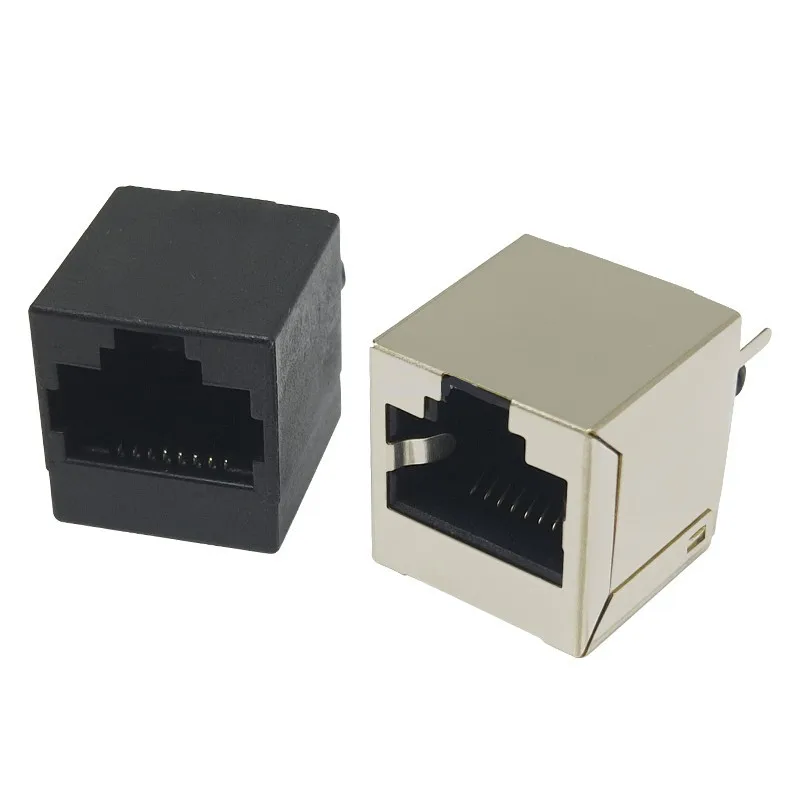 10PCS RJ45 Network Socket Female 5224 8P8C In-line Vertical 180 Degree Plastic/Metal