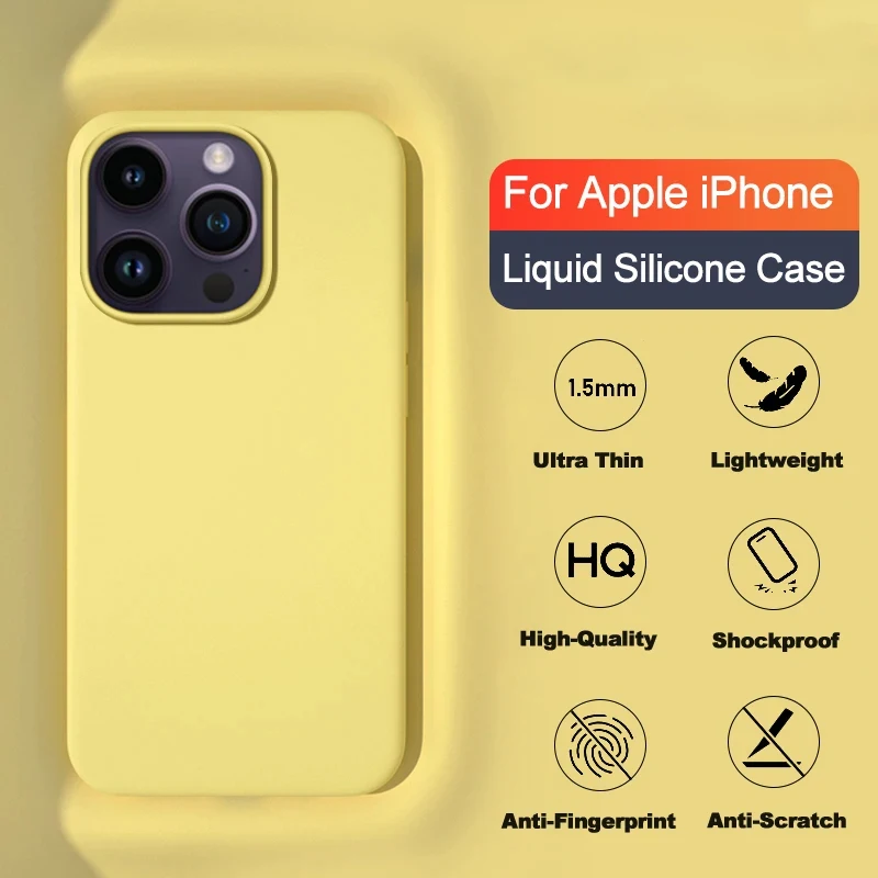 Funda de silicona líquida de lujo para iPhone, carcasa trasera a prueba de golpes para For iPhone 15, 14, 11, 12, 13 Pro Max, Mini, XS, XR, 7, 8 Plus, SE2020