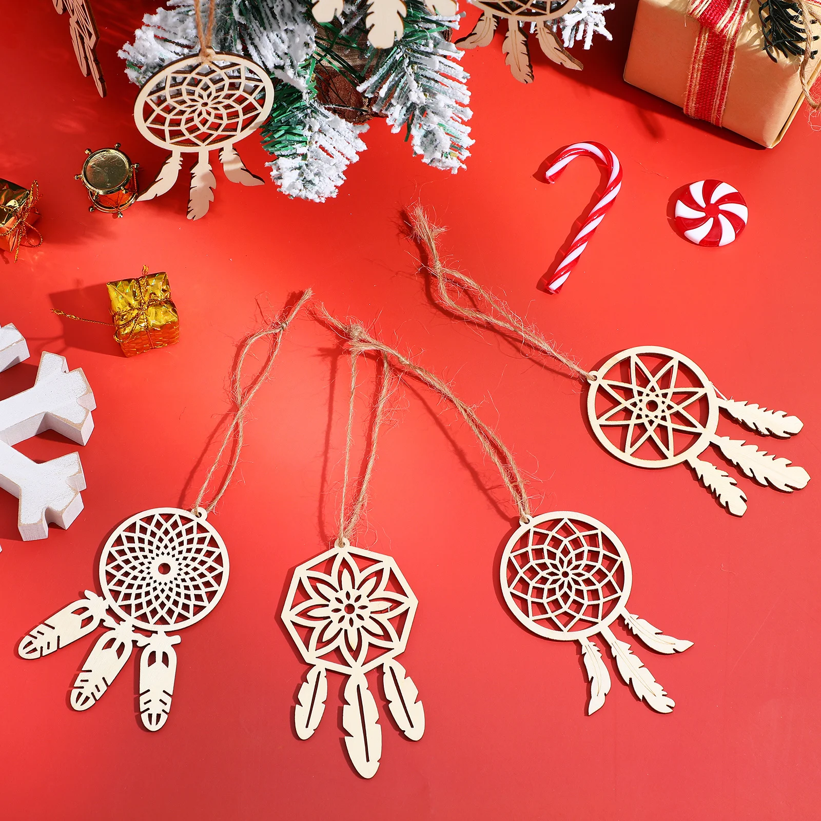 40 قطعة لم تنته حلم الماسكون الخشب الحرفية أطقم الطبيعية خشبية معلقة الزينة ل مأدبة جمعات الخيال دفعة #4