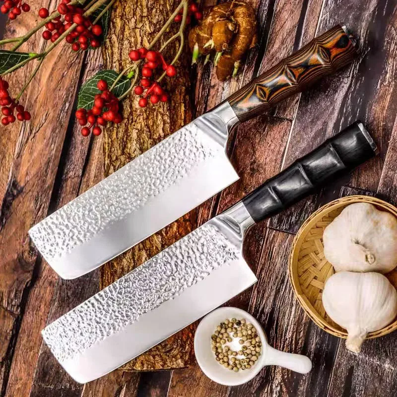 

Kitchen Knife Chef Japanese Knife Forged Hammer Pattern Knife Meat Nakiri Gyuto Butcher Knife Utility Slicing Santoku Knife