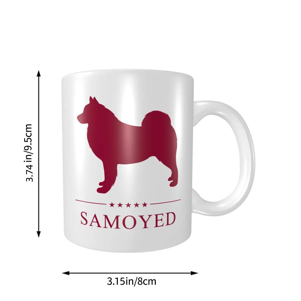 Tasse à café avec silhouette de chien Samoyède, mug, blanc, thé, lait, eau, voyage, bureau, maison, marque