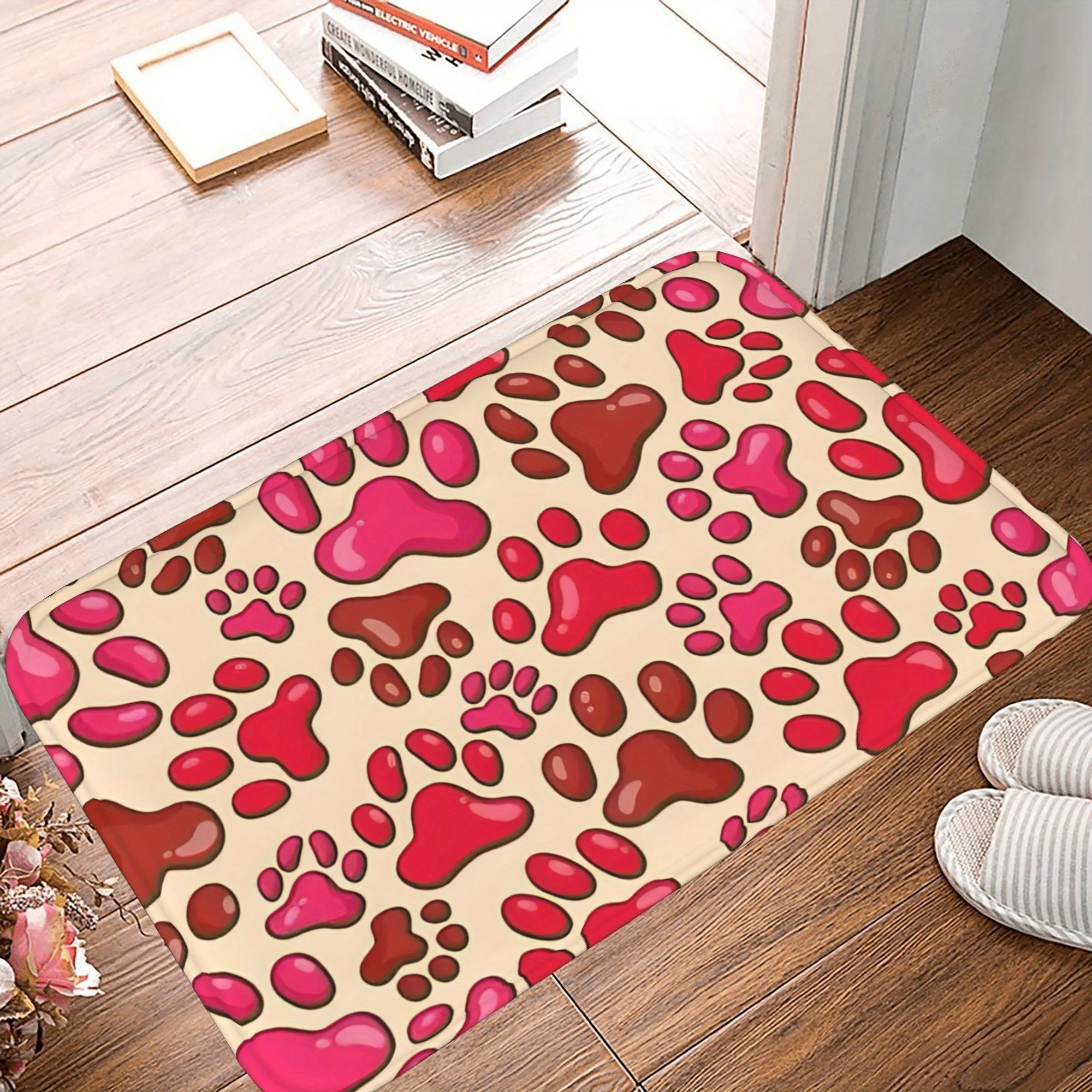 

1PC Paw print Pattern Kitchen Rug Non-Slip Door Mat Pop design Bathroom Rug Bath Mat Carpet for Home Sink Laundry Decoreeree