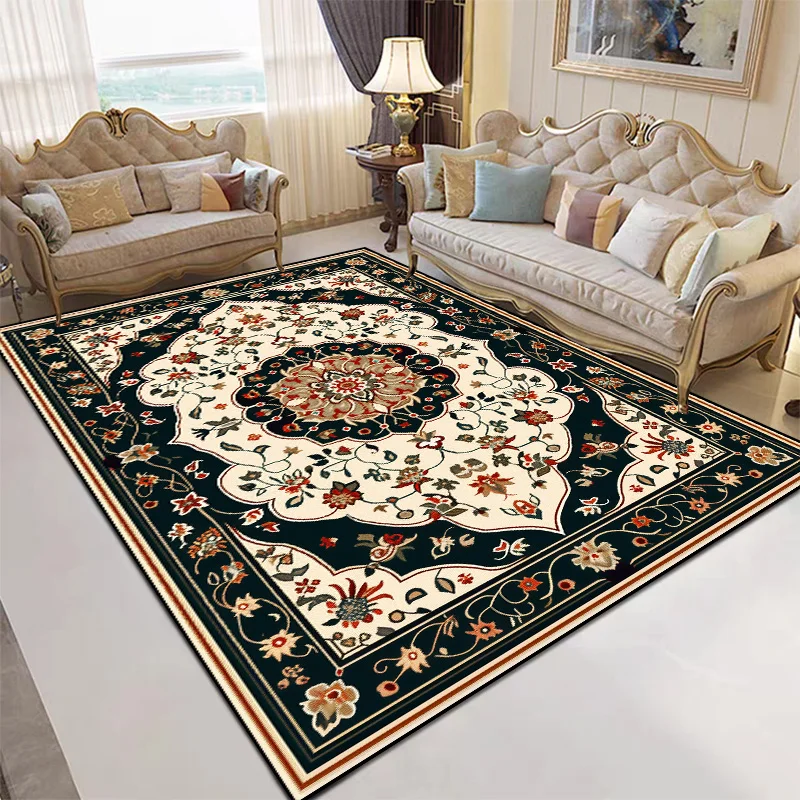 

Persian Classical Style LIVE ROOM RUG Cloakroom Antiskid Floor Mats Easy Clean Large Size Home Decor Carpet Washable Room Tapis