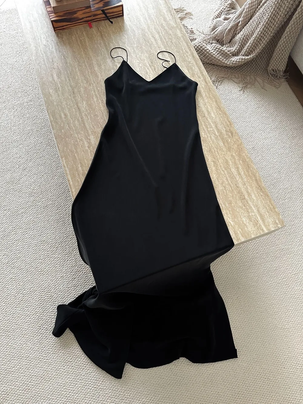 Summer New Black Silk Slip Dress for Women