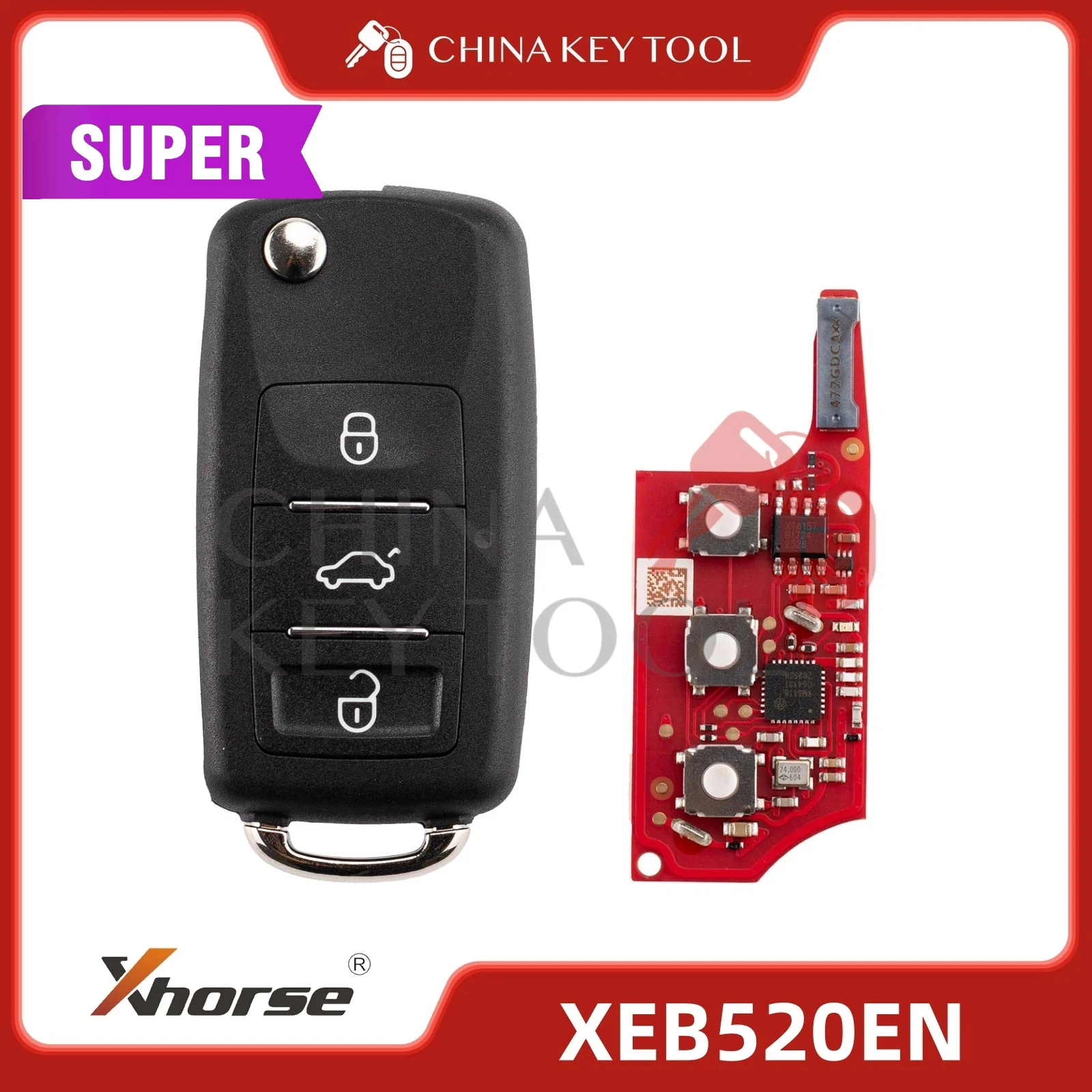1pcs/5pcs/10pcs/lot Xhorse XEB520EN Super Remote with XT57B Super Chip for Volkswagen VW B5 Type