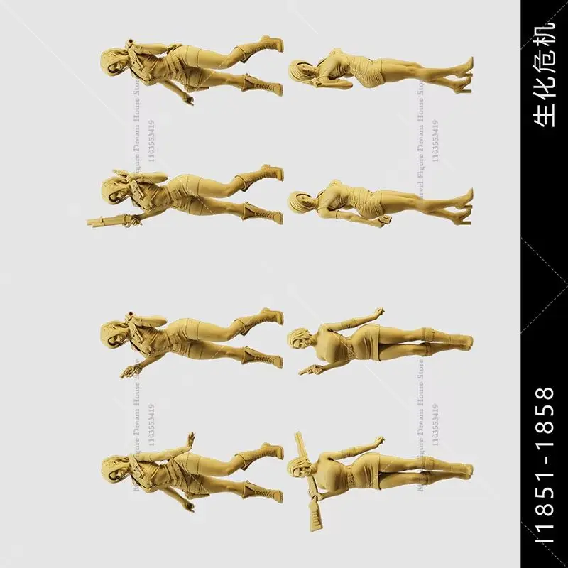 

1/64 1/43 1/35 Scale Miniature Scene Dolls Un-panited White Figure Mini Model Varying Character Traits‌ Fighters Claire Jill Won