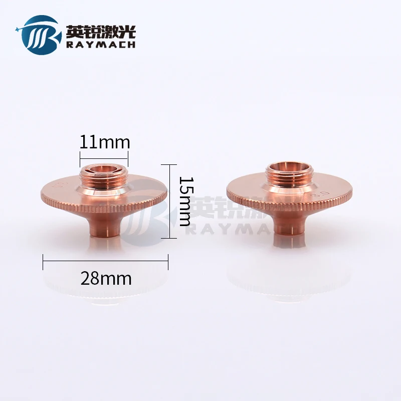 Ugello laser Raymach D28M11 WPCT Singolo strato 1.0 Doppio cromo WSX Ugelli anticollisione Cuspide di alta qualità Velocità eccessiva in rame rosso