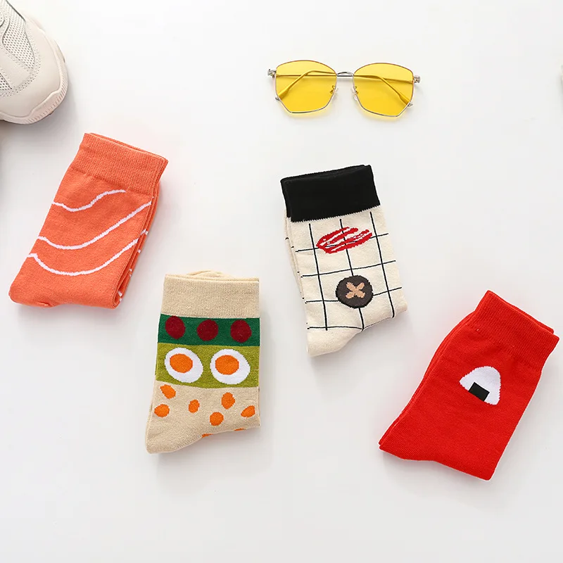 Chaussettes créatives en coton pour hommes et 600 couples, série sushi de dessin animé, chaussettes drôles dans le tube, printemps et été, nouveau