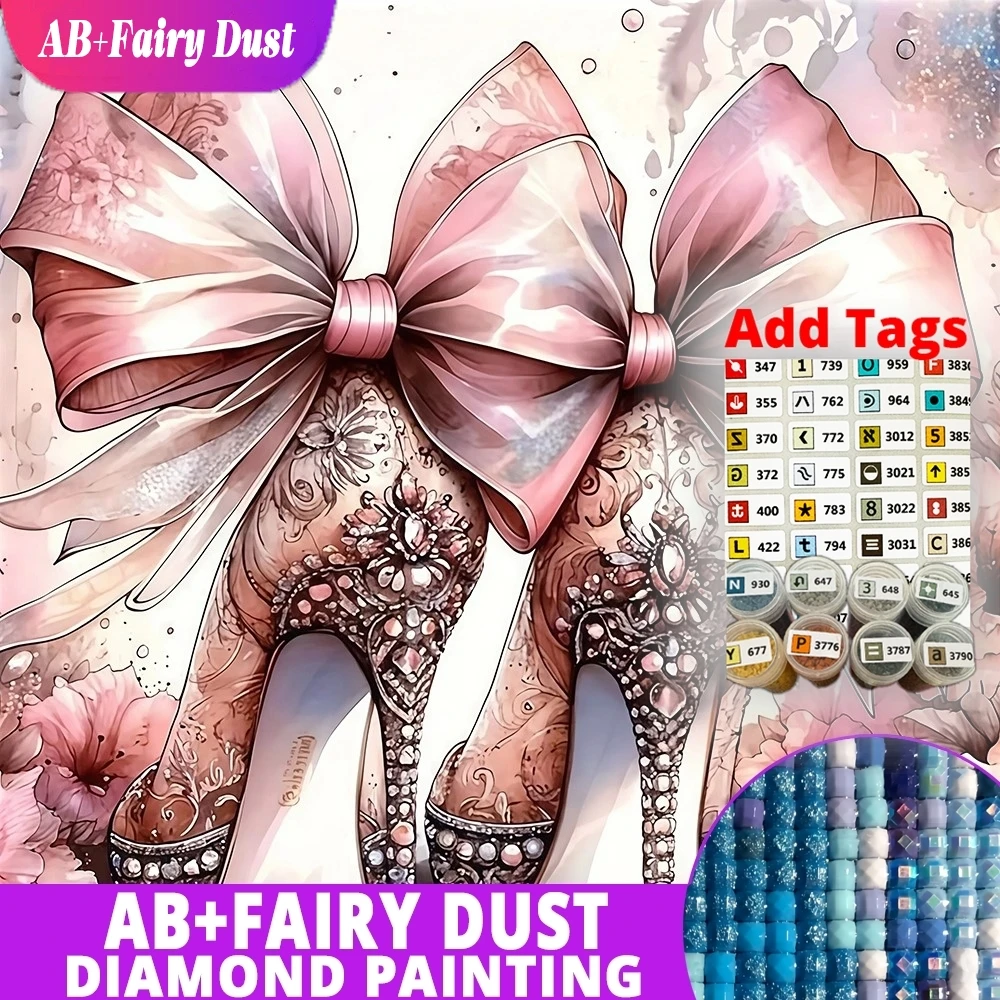 

Fairy Dust AB DIY 5D Diamond Painting High Heels Full Drill Mosaic Bowknot Embroidery Shoes Picture Of Rhinestones Home Decorati