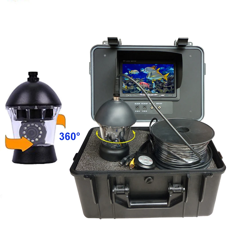 7 Inch TFT LCD Color Monitor Underwater Fish Finder 360 Degree Rotation Inspection Camera with 20m Cable for Boat Fishing Gear